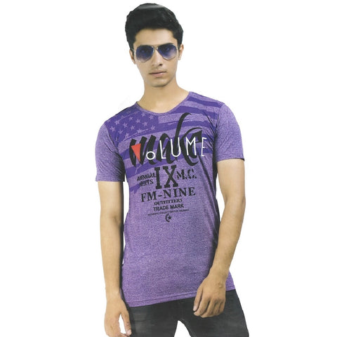 Generic Mens Hosiery Printed Men Tshirts (Violet, XS)