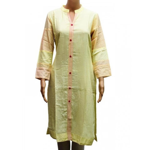 Generic Women's Rayon Kurtis (Lemon Yellow, XL)