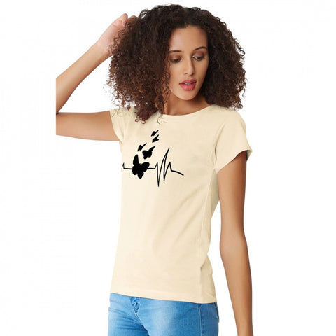 Generic Women's Cotton Western Wear T Shirt (Cream)