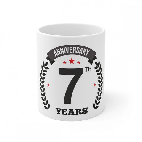 Generic Ceramic 7th Anniversary Printed Coffee Mug (Color: White, Capacity:330ml)