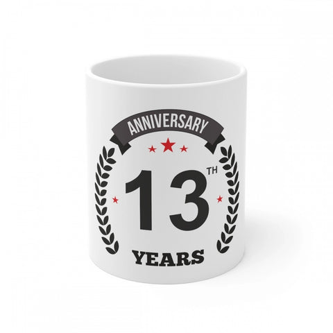 Generic Ceramic 13th Anniversary Printed Coffee Mug (Color: White, Capacity:330ml)