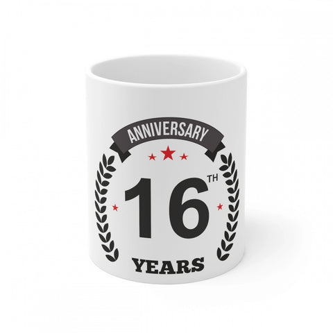 Generic Ceramic 16th Anniversary Printed Coffee Mug (Color: White, Capacity:330ml)