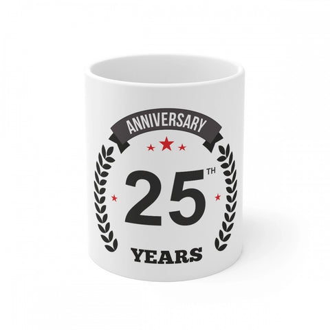 Generic Ceramic 25th Anniversary Printed Coffee Mug (Color: White, Capacity:330ml)