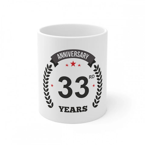 Generic Ceramic 33rd Anniversary Printed Coffee Mug (Color: White, Capacity:330ml)