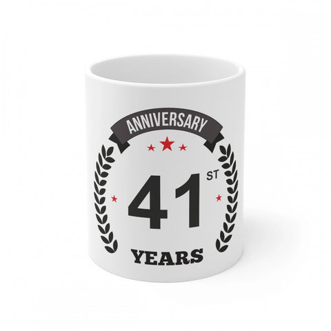 Generic Ceramic 41st Anniversary Printed Coffee Mug (Color: White, Capacity:330ml)