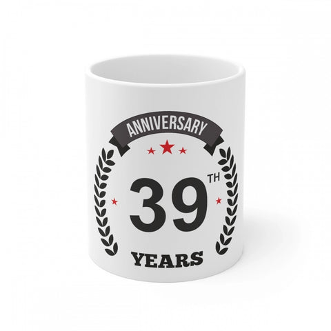 Generic Ceramic 39th Anniversary Printed Coffee Mug (Color: White, Capacity:330ml)