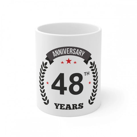 Generic Ceramic 48th Anniversary Printed Coffee Mug (Color: White, Capacity:330ml)