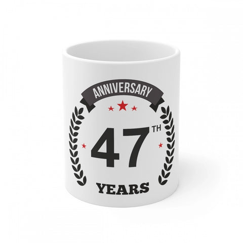 Generic Ceramic 47th Anniversary Printed Coffee Mug (Color: White, Capacity:330ml)