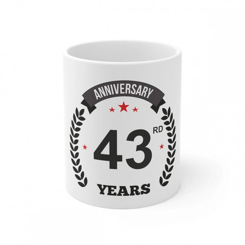 Generic Ceramic 43rd Anniversary Printed Coffee Mug (Color: White, Capacity:330ml)