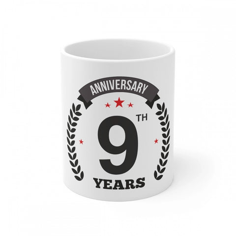 Generic Ceramic 9th Anniversary Printed Coffee Mug (Color: White, Capacity:330ml)