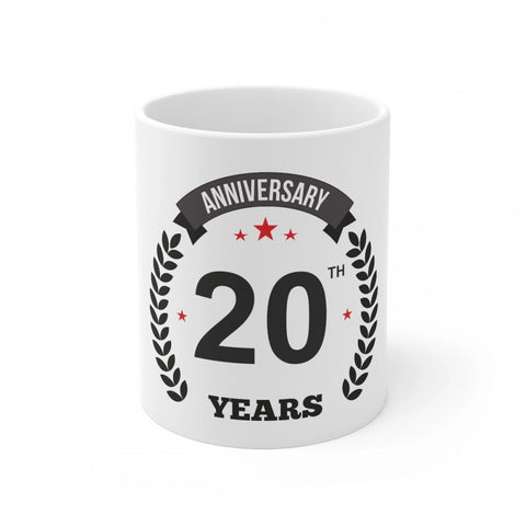 Generic Ceramic 20th Anniversary Printed Coffee Mug (Color: White, Capacity:330ml)