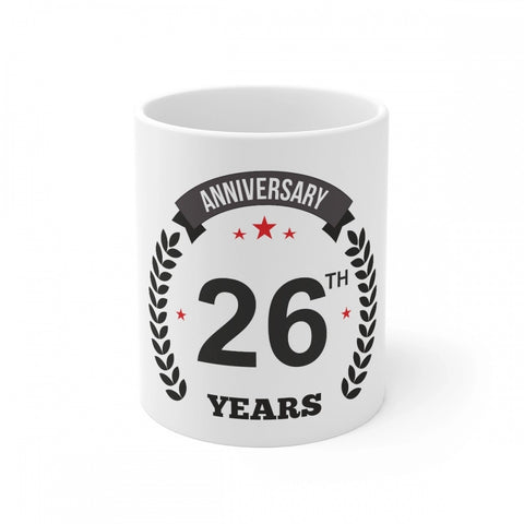 Generic Ceramic 26th Anniversary Printed Coffee Mug (Color: White, Capacity:330ml)