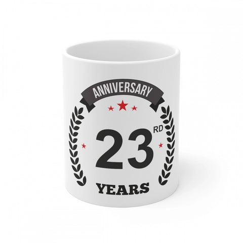 Generic Ceramic 23rd Anniversary Printed Coffee Mug (Color: White, Capacity:330ml)