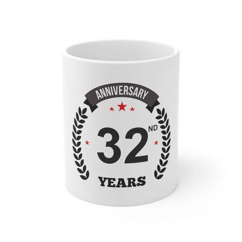 Generic Ceramic 32nd Anniversary Printed Coffee Mug (Color: White, Capacity:330ml)