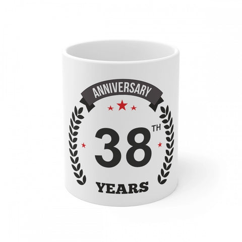 Generic Ceramic 38th Anniversary Printed Coffee Mug (Color: White, Capacity:330ml)