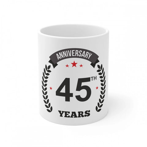 Generic Ceramic 45th Anniversary Printed Coffee Mug (Color: White, Capacity:330ml)