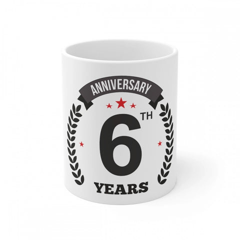 Generic Ceramic 6th Anniversary Printed Coffee Mug (Color: White, Capacity:330ml)