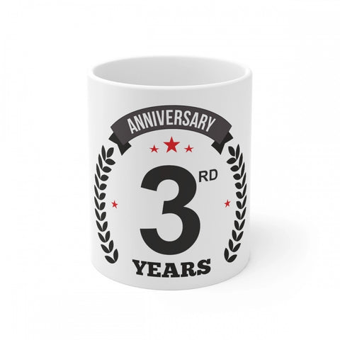 Generic Ceramic 3rd Anniversary Printed Coffee Mug (Color: White, Capacity:330ml)