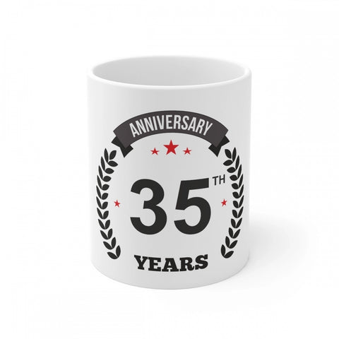 Generic Ceramic 35th Anniversary Printed Coffee Mug (Color: White, Capacity:330ml)