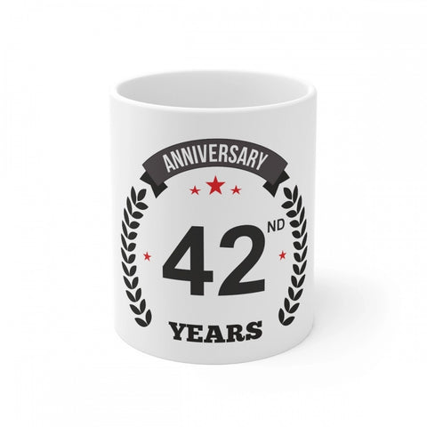 Generic Ceramic 42nd Anniversary Printed Coffee Mug (Color: White, Capacity:330ml)