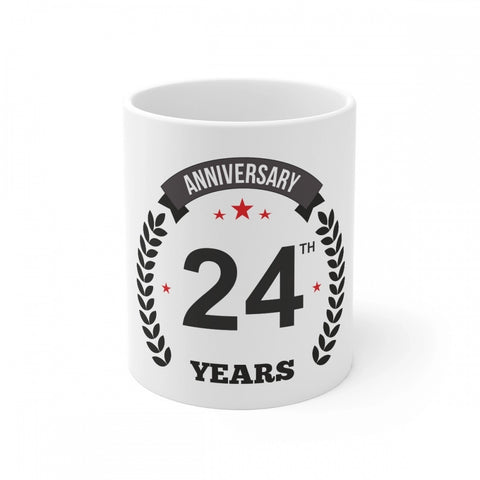 Generic Ceramic 24th Anniversary Printed Coffee Mug (Color: White, Capacity:330ml)