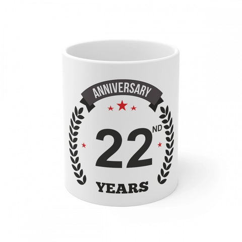 Generic Ceramic 22nd Anniversary Printed Coffee Mug (Color: White, Capacity:330ml)