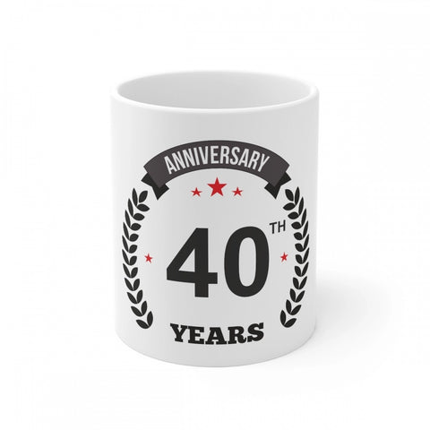 Generic Ceramic 40th Anniversary Printed Coffee Mug (Color: White, Capacity:330ml)