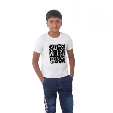 Generic Boys Cotton Will Be Cool Half Sleeve TShirt (White)