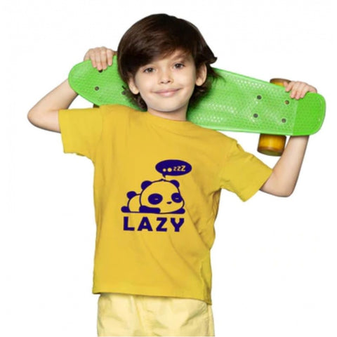 Generic Boys Cotton Lazy Half Sleeve TShirt (Mustard)