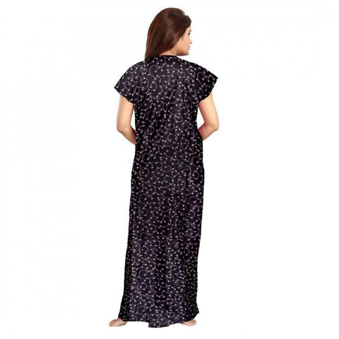 Generic Women's Cotton Printed Maxi Nighty (Grey)