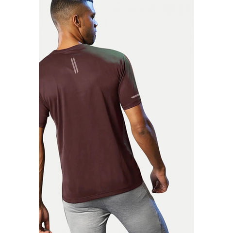 Generic Men's Casual Half sleeve Solid Polyester Crew Neck T-shirt (Maroon)