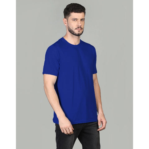 Generic Men's Casual Half Sleeve Solid Cotton Blended Round Neck T-shirt (Royal)