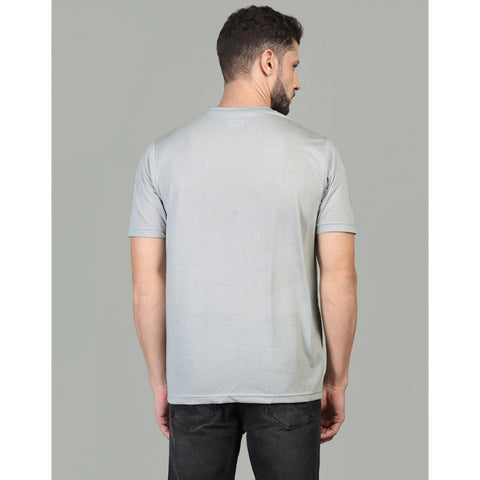 Generic Men's Casual Half Sleeve Solid Cotton Blended Round Neck T-shirt (Grey)