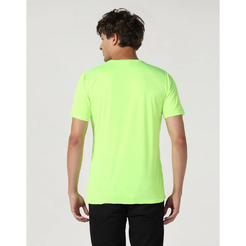 Generic Men's Casual Half Sleeve Solid Polyester Round Neck T-shirt (Neon)