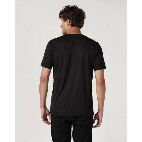 Generic Men's Casual Half Sleeve Solid Polyester Round Neck T-shirt (Black)