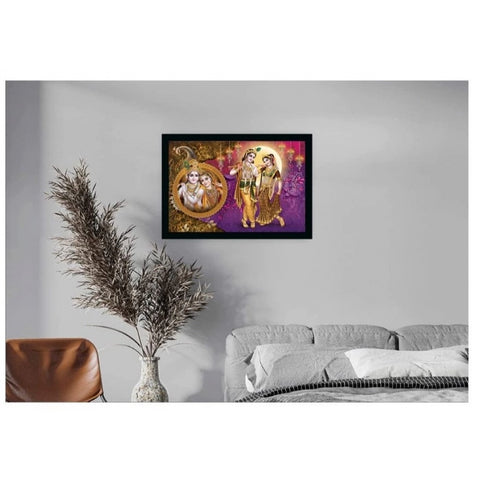 Generic Beautiful Radha Krishna Vinyl Sparkle Coated with Synthetic Photo Frame (Multicolor)