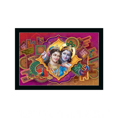 Generic Beautiful Radha Krishna Vinyl Sparkle Coated with Synthetic Photo Frame (Multicolor)