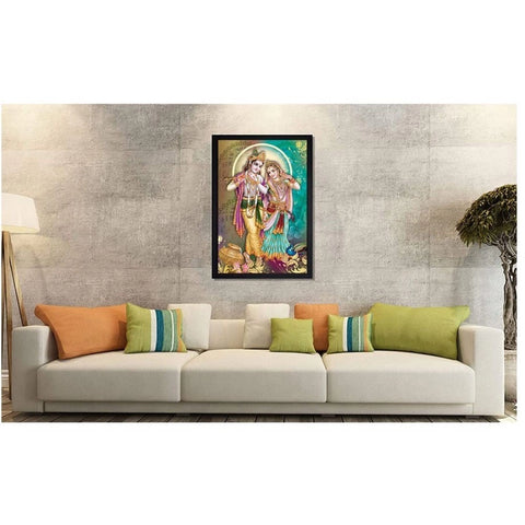 Generic Beautiful Radha Krishna Vinyl Sparkle Coated with Synthetic Photo Frame (Multicolor)