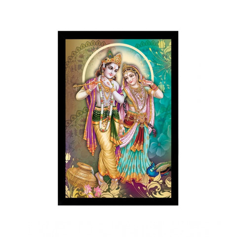 Generic Beautiful Radha Krishna Vinyl Sparkle Coated with Synthetic Photo Frame (Multicolor)