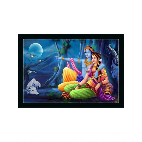 Generic Beautiful Radha Krishna Vinyl Sparkle Coated with Synthetic Photo Frame (Multicolor)