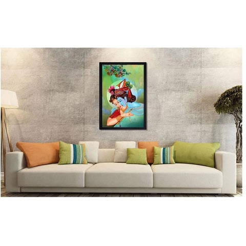 Generic Beautiful Radha Krishna Vinyl Sparkle Coated with Synthetic Photo Frame (Multicolor)