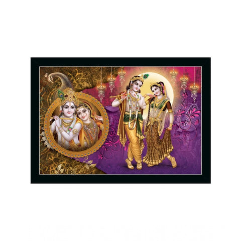 Generic Beautiful Radha Krishna Vinyl Sparkle Coated with Synthetic Photo Frame (Multicolor)