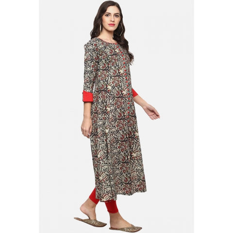 Generic Women's Casual 3/4 th Sleeve Printed Cotton Kurti (MultiColor)