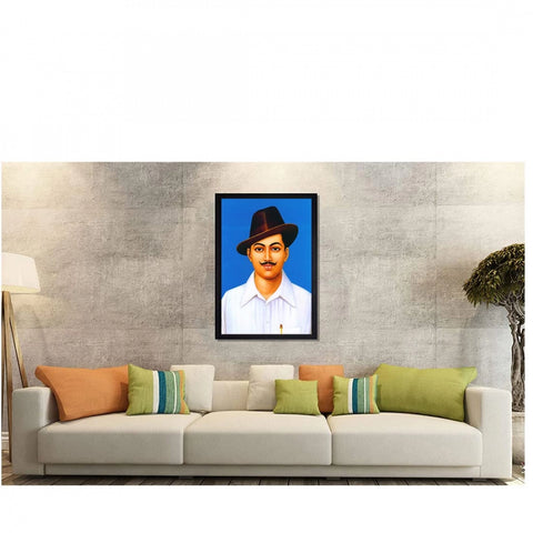 Generic Bhagat Singh Painting with Synthetic Photo Frame (Multicolor)