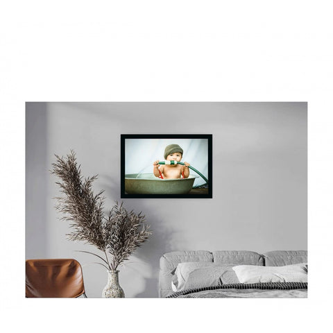 Generic Baby Photo Painting with Synthetic Photo Frame (Multicolor)