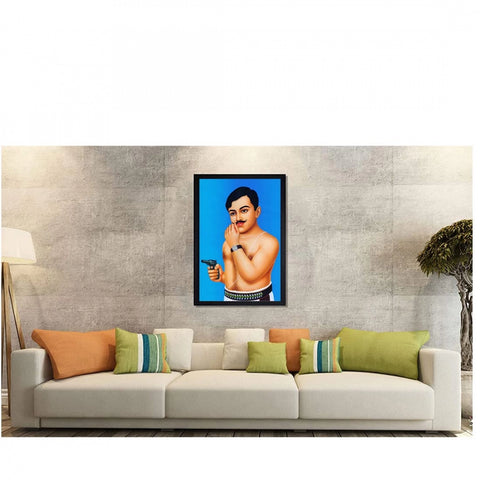 Generic Chandra Shekhar Azad Painting with Synthetic Photo Frame (Multicolor)