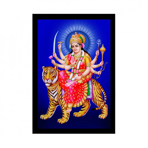 Generic Durga Mata Painting with Synthetic Photo Frame (Multicolor)