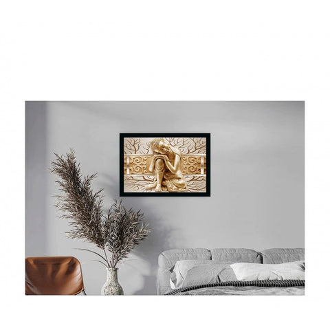 Generic Buddha Painting with Synthetic Photo Frame (Multicolor)