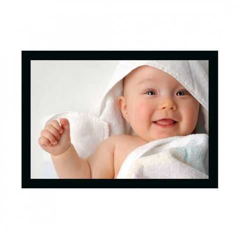 Generic Baby Photo Painting with Synthetic Photo Frame (Multicolor)