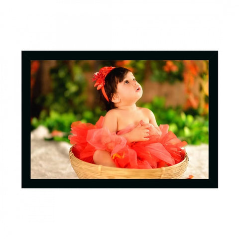 Generic Baby Photo Painting with Synthetic Photo Frame (Multicolor)